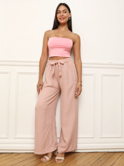 Pantalon ample rose à nouer