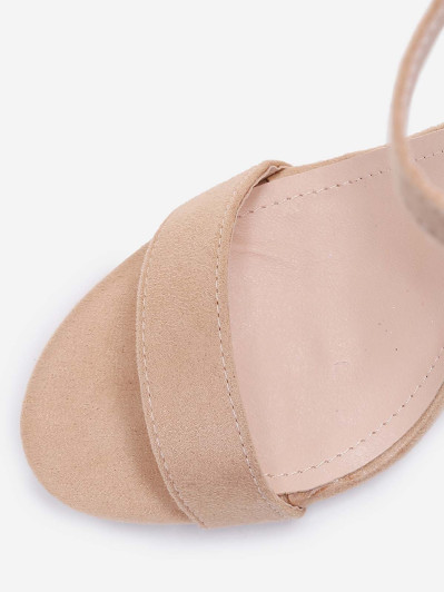 Sandales suédine beiges à talon carré femme pas cher la modeuse