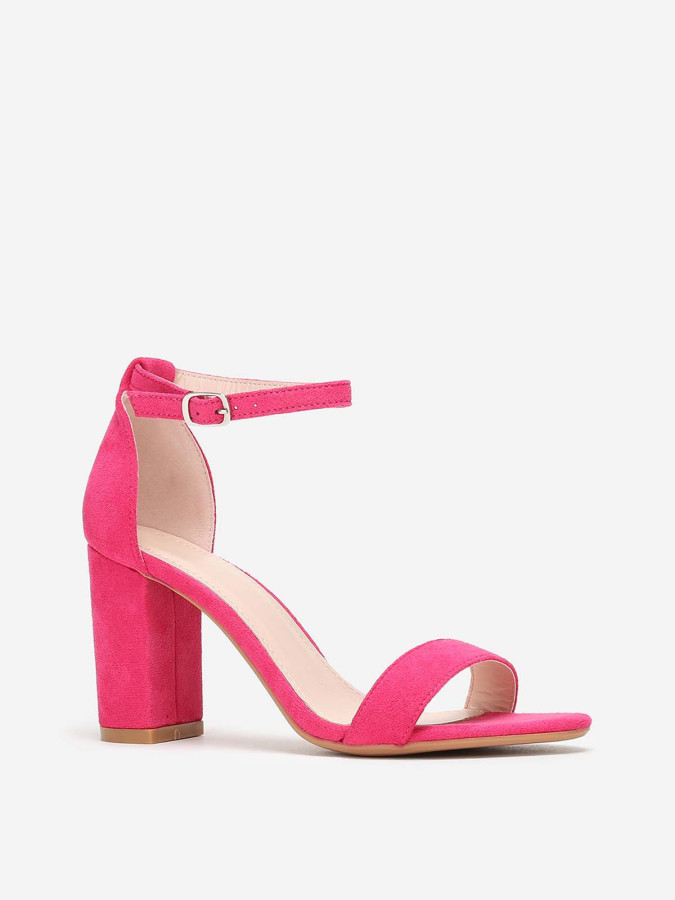 Sandales fuchsia à brides et talon carré