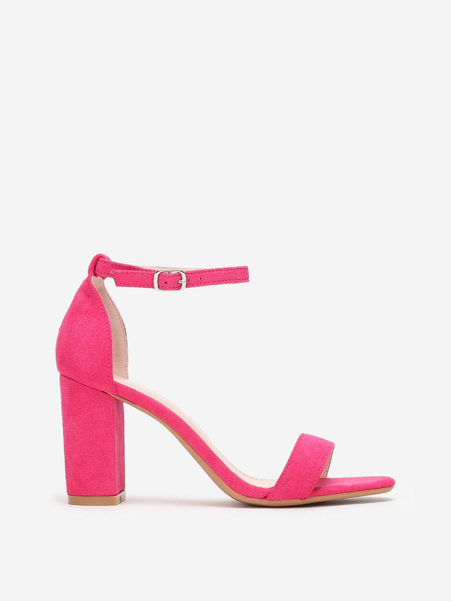 Sandales fuchsia à brides et talon carré