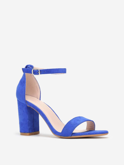 Sandales bleues à brides et talon carré