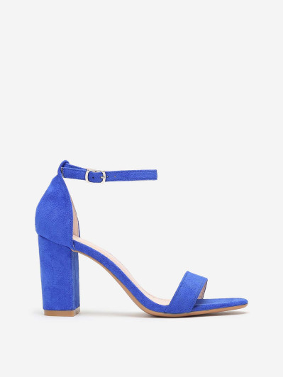Sandales bleues à brides et talon carré