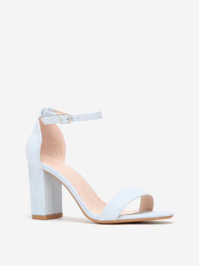 Sandales bleues à brides et talon carré
