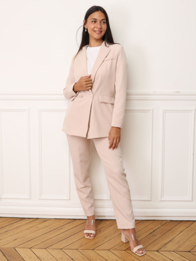 Ensemble tailleur droit nude