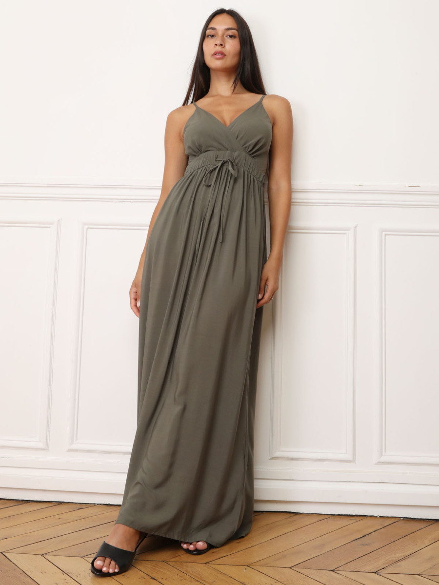 Robe Miss Sixty Kaki Taille M - Encolure V, Longueur Midi, Occasion En Excellent état