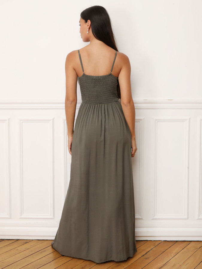 Robe kaki longue cache coeur