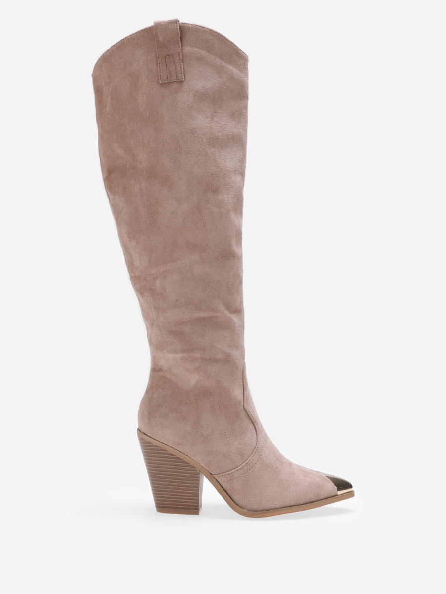 Bottes santiags suédine  à bout métallique