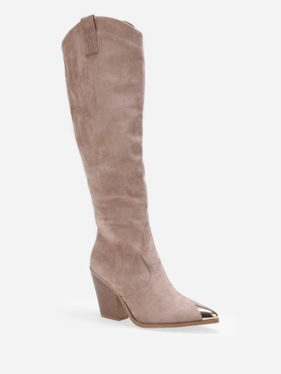 Bottes santiags suédine  à bout métallique