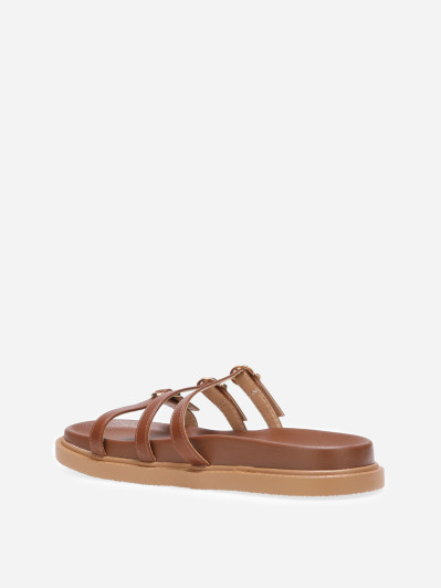 Mules marrons à petite plateforme et fines brides