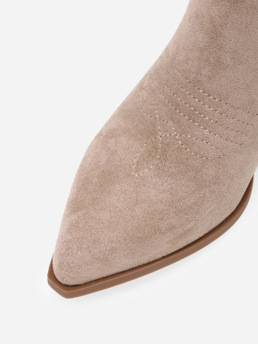 Santiags hautes en suédine à surpiqûres