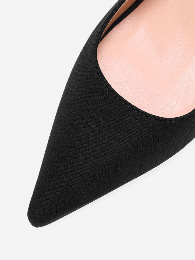 Escarpins slingback noirs pointus à talon bobine