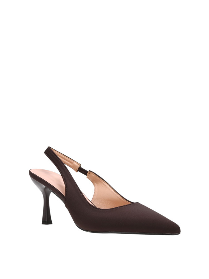 Escarpins slingback marrons pointus à talon bobine