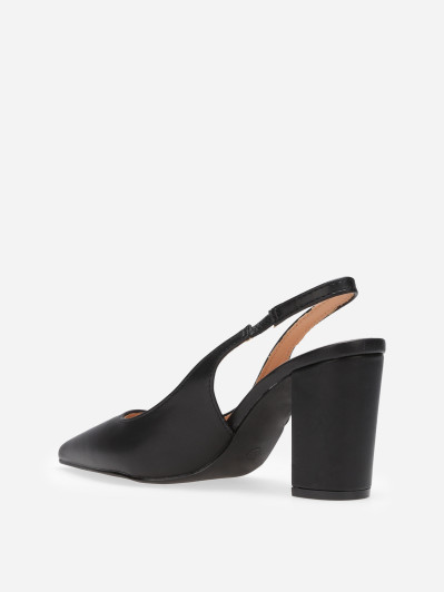 Escarpins slingback noirs à talon carré
