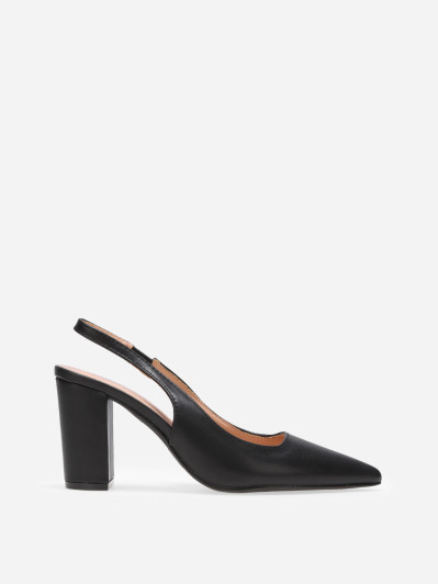 Escarpins slingback noirs à talon carré