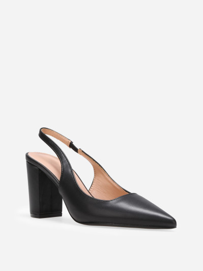 Escarpins slingback noirs à talon carré