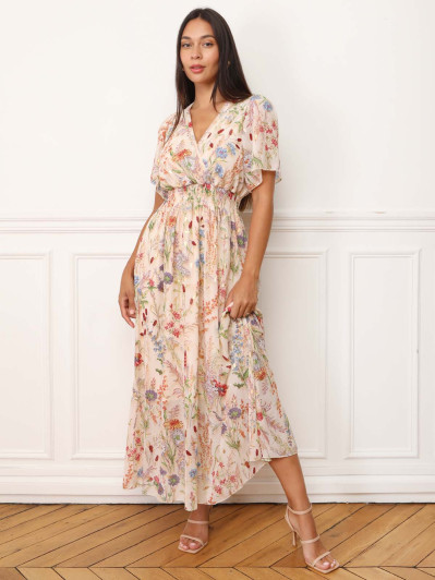Robe longue à fleurs colorées