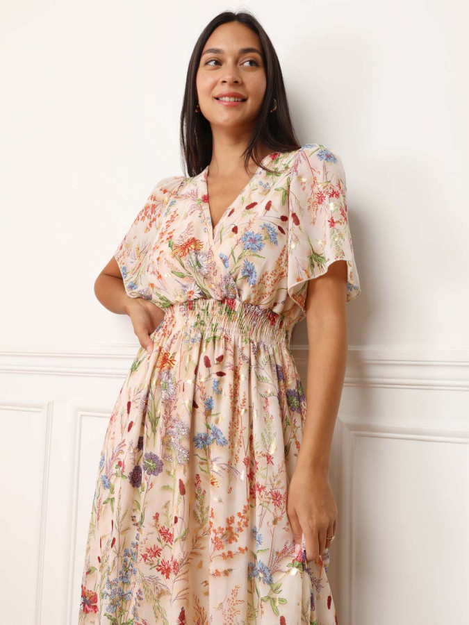 Robe longue à fleurs colorées