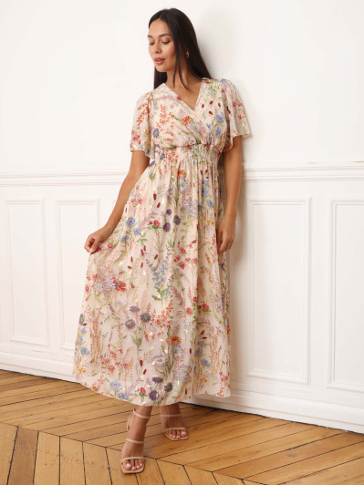 Robe longue à fleurs colorées