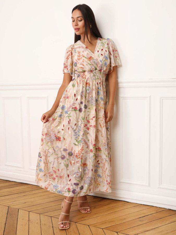 Robe longue à fleurs colorées