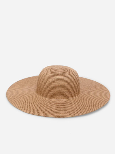 Chapeau capeline en paille taupe