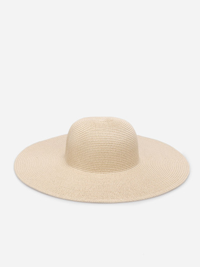 Chapeau capeline en paille beige