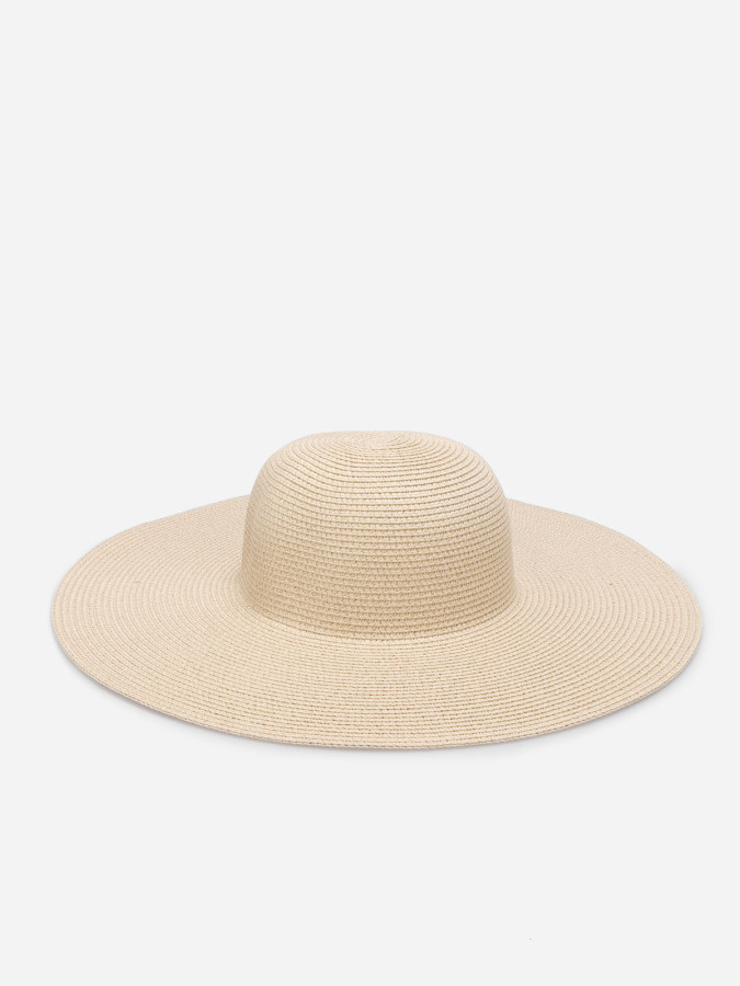 Chapeau capeline en paille beige