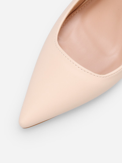 Escarpins slingback beiges à talon carré