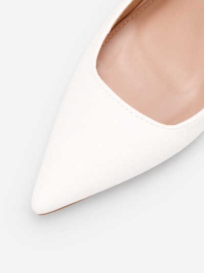 Escarpins slingback blancs à talon carré