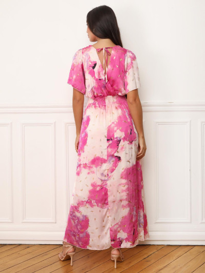 Robe longue à imprimé fuchsia