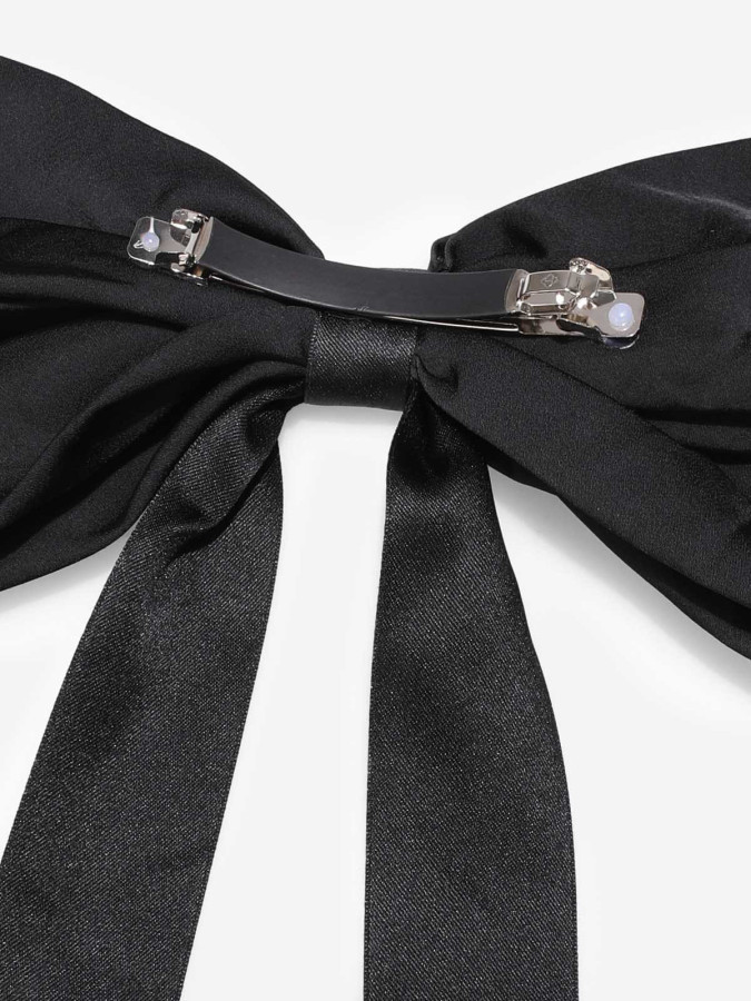 Pince à cheveux grand noeud satiné noir