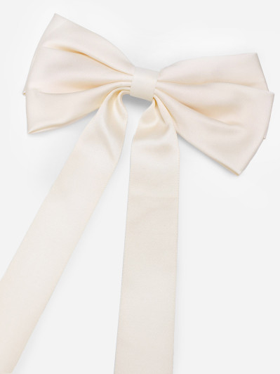 Pince à cheveux grand noeud satiné beige