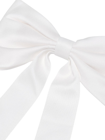 Pince à cheveux grand noeud satiné blanc