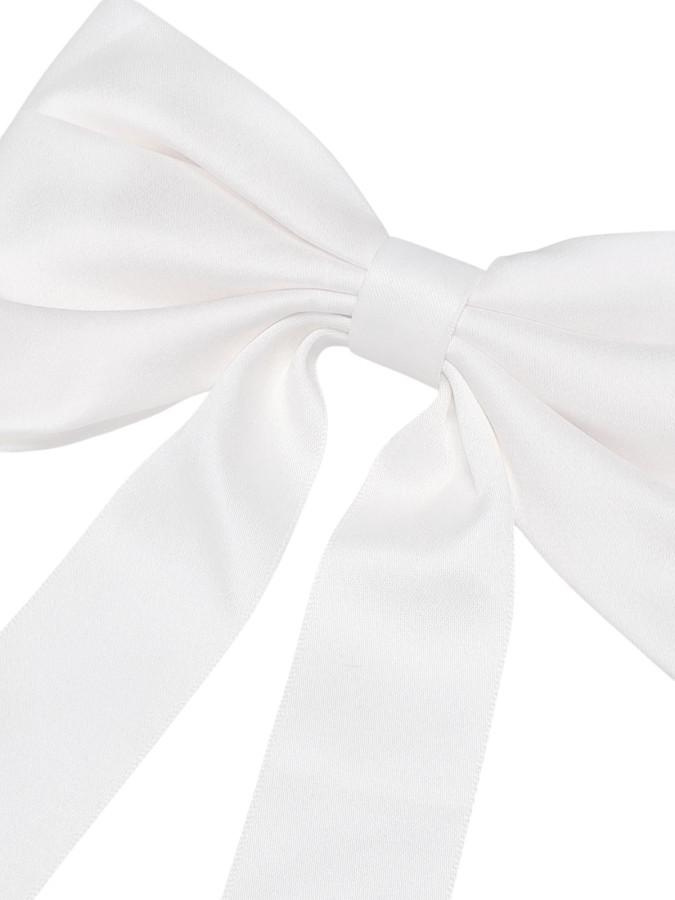 Pince à cheveux grand noeud satiné blanc