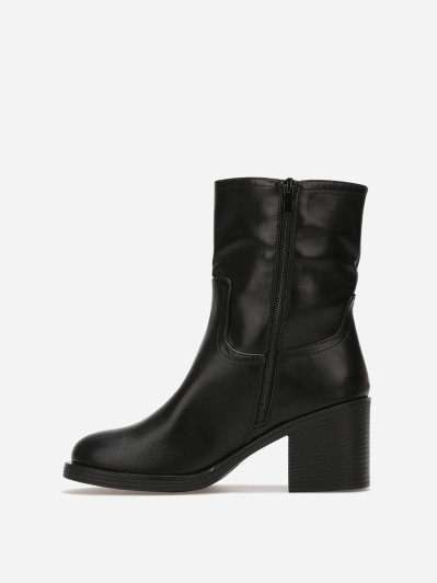 Bottines zippées noires à talon bloc