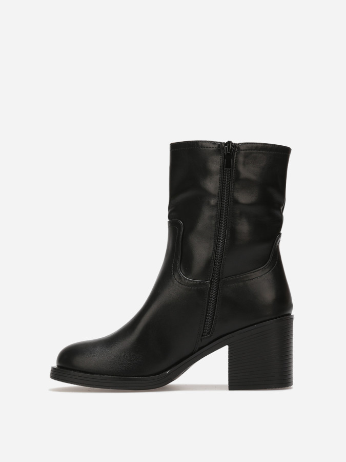 Bottines zippées noires à talon bloc