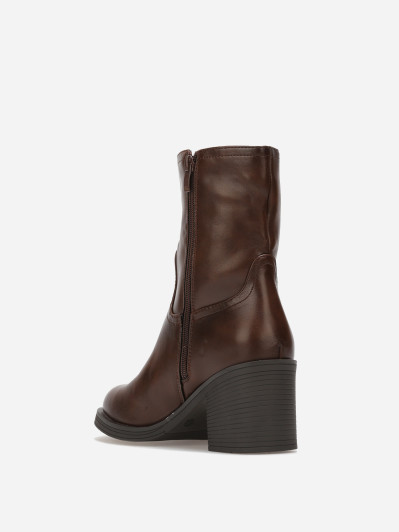 Bottines zippées marron à talon bloc