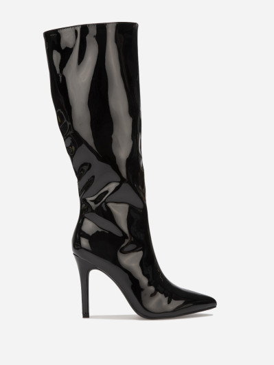Bottes vernies pointues noires à talon aiguille