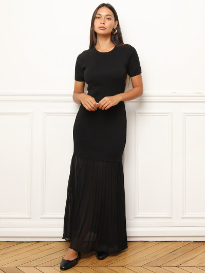 Robe longue avec jupe en tulle plissée