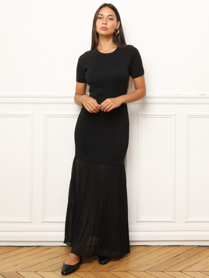 Robe longue avec jupe en tulle plissée