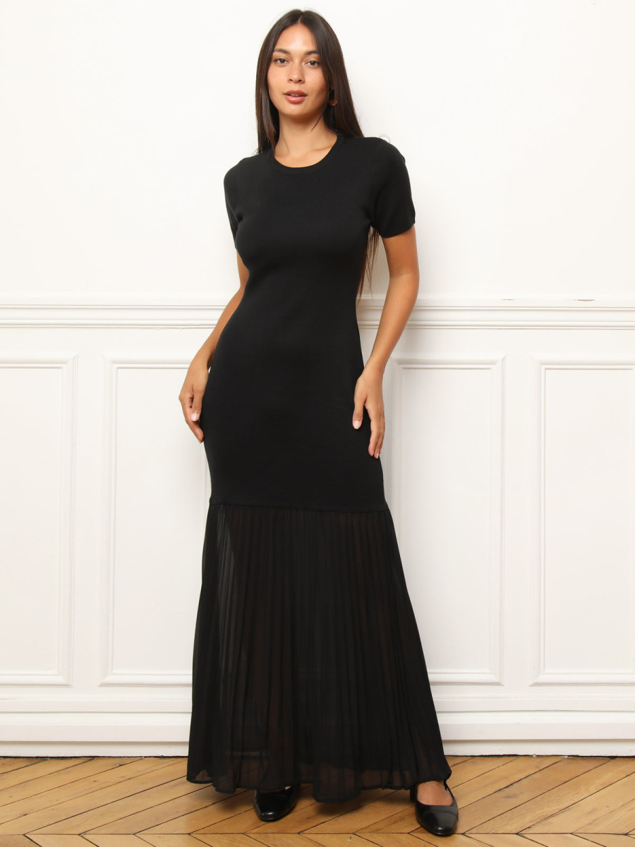 Robe longue avec jupe en tulle plissée