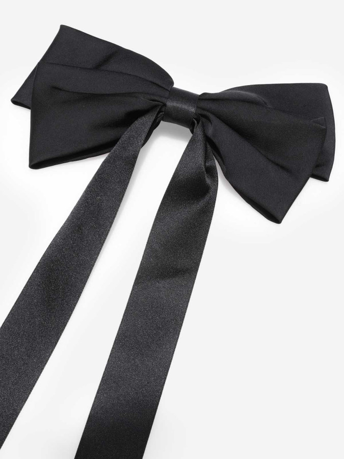 Pince à cheveux grand noeud satiné noir