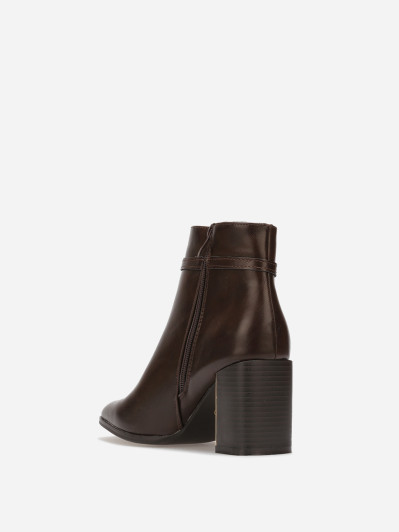 Bottines marron à bride et talon dorés