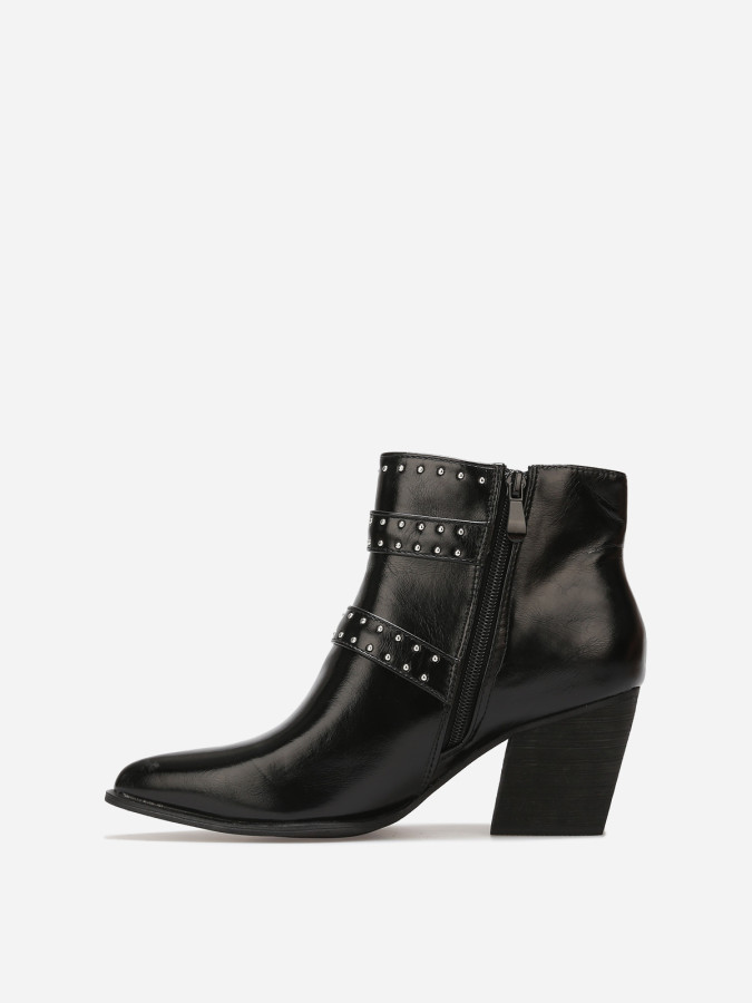 Santiags noires à boucles et strass