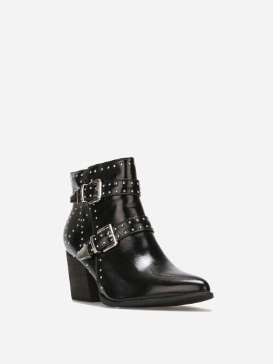 Santiags noires à boucles et strass