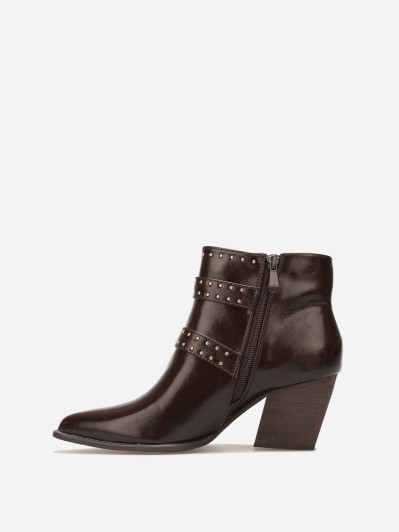 Santiags marron à boucles et strass