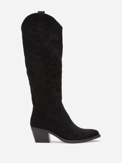Santiags noires avec motifs en surpiqûres