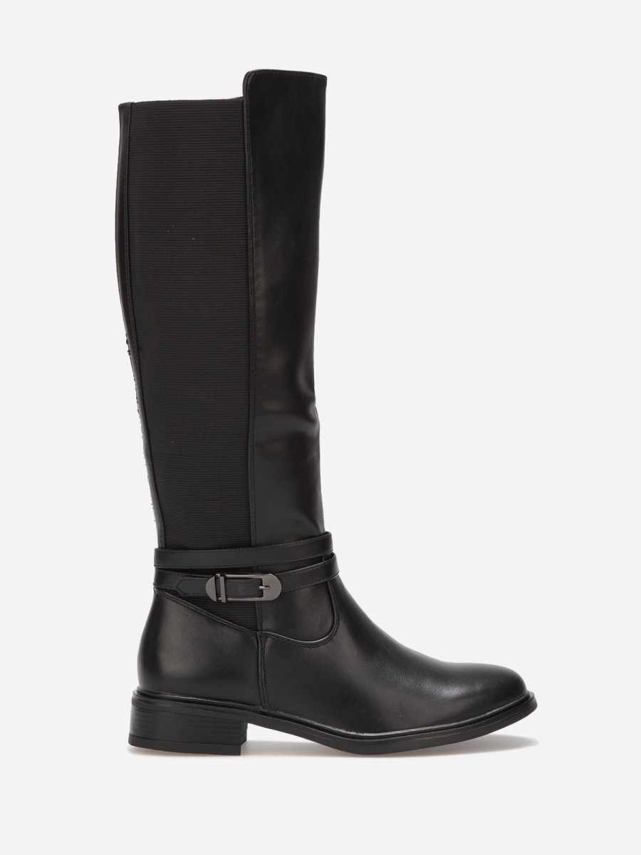 Bottes cavalières noires avec bride à boucle