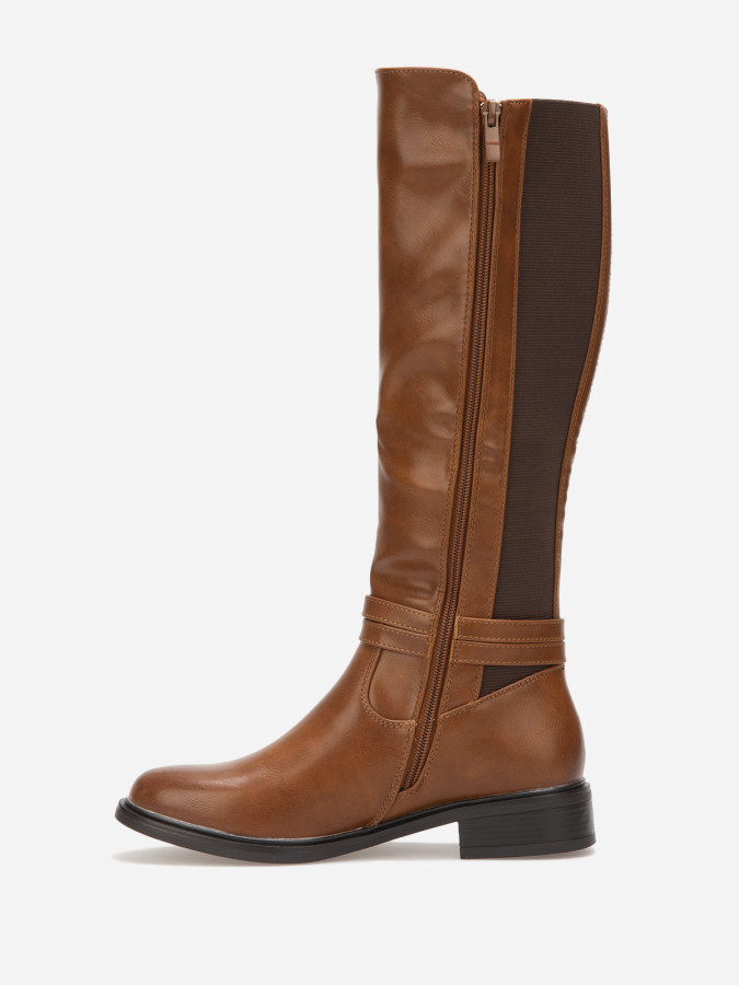 Bottes cavalières camel avec bride à boucle