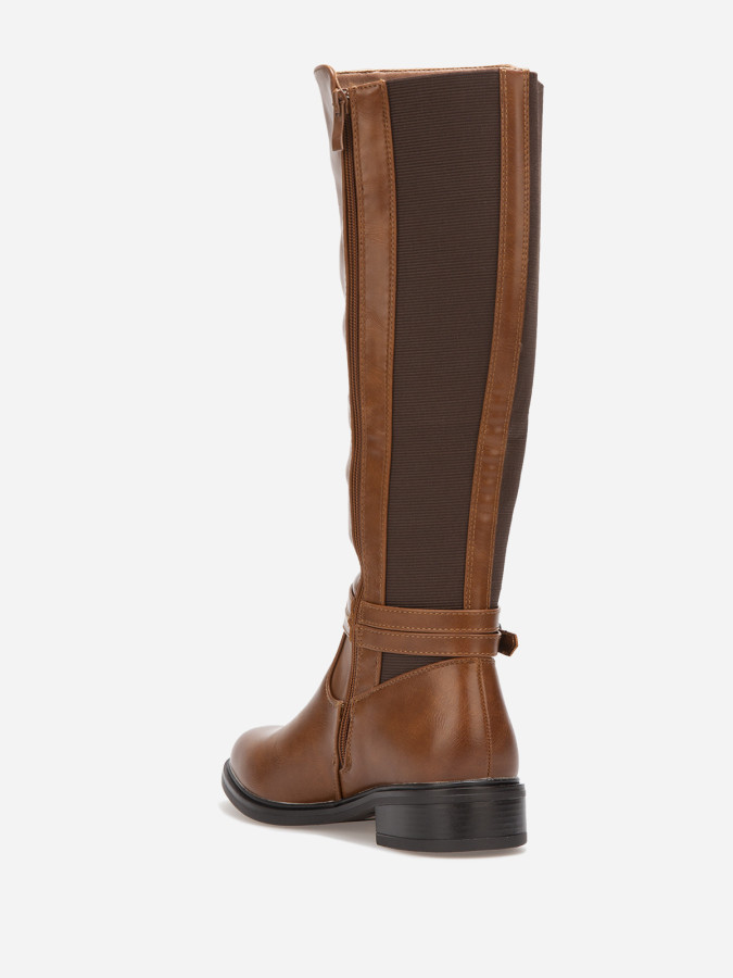 Bottes cavalières camel avec bride à boucle