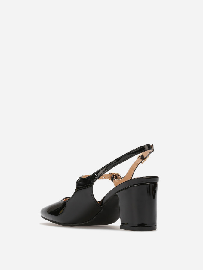 Escarpins slingback vernis style babies noires
